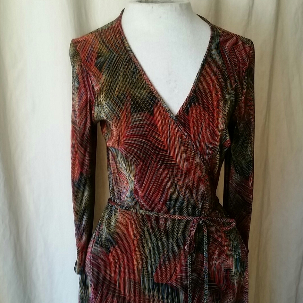 Vintage Mica multicolored retro stretch wrap dress